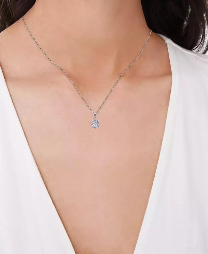 Macy's Cubic Zirconia Millennial Ball Pendant Necklace 16" in Silver Plate 4