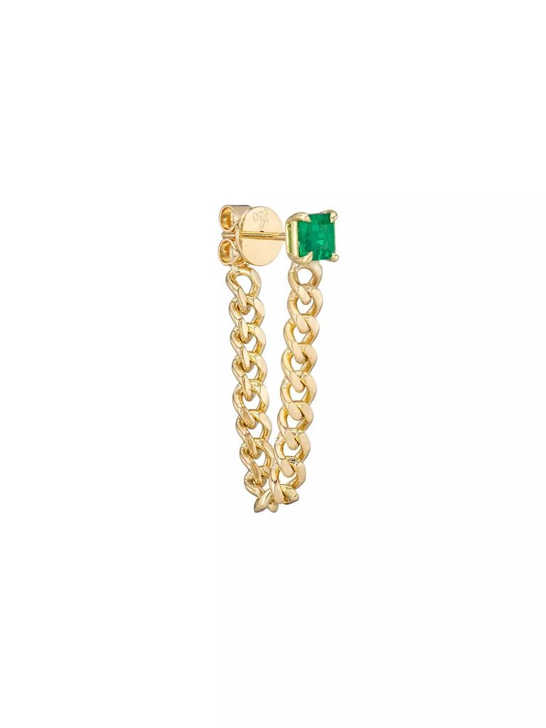 Anita Ko 18K Yellow Gold & Emerald Cuban Chain Drop Earring 1