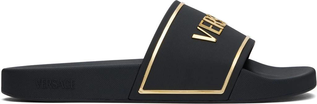 Versace Black & Gold Logo Pool Slides 1