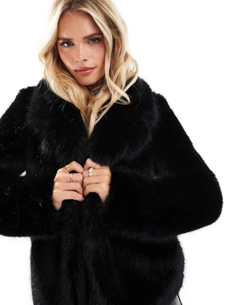 Forever New Petite Forever New Petite faux fur coat in black 3
