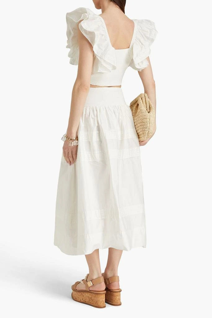 Aje Corinne cropped ruffled poplin and ribbed-knit top 3