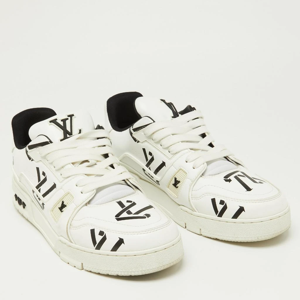 Louis Vuitton Louis Vuitton White/Black Monogram Faux Leather LV Trainer Sneakers Size 41 4