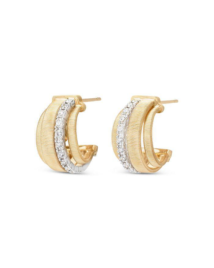 Marco Bicego 18K Yellow Gold Masai Diamond Huggie Hoop Earrings