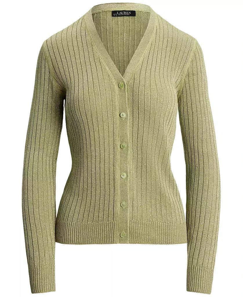 Ralph Lauren Women's Metallic Linen-Blend Rib-Knit Cardigan 6