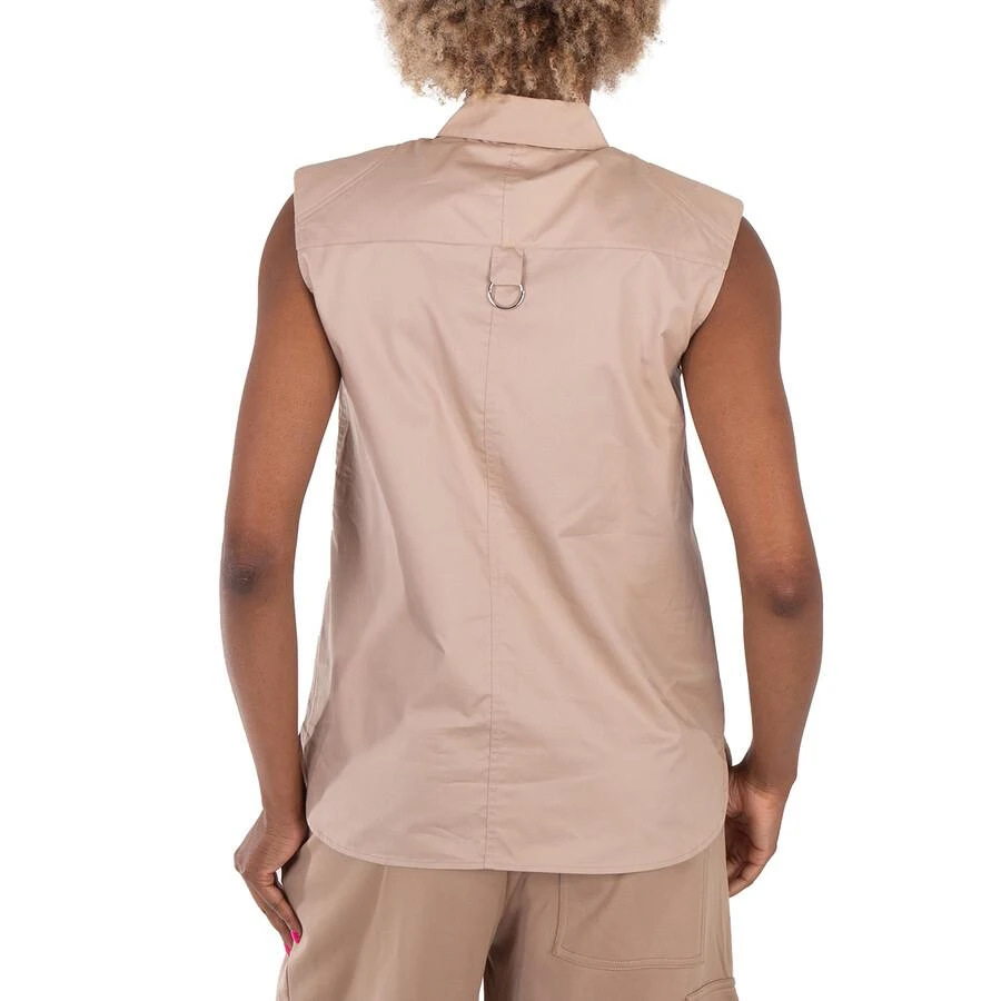 Tibi Tibi Sleeveless Poplin Shoulderpad Shirt In Sand, Brand Size 0 3