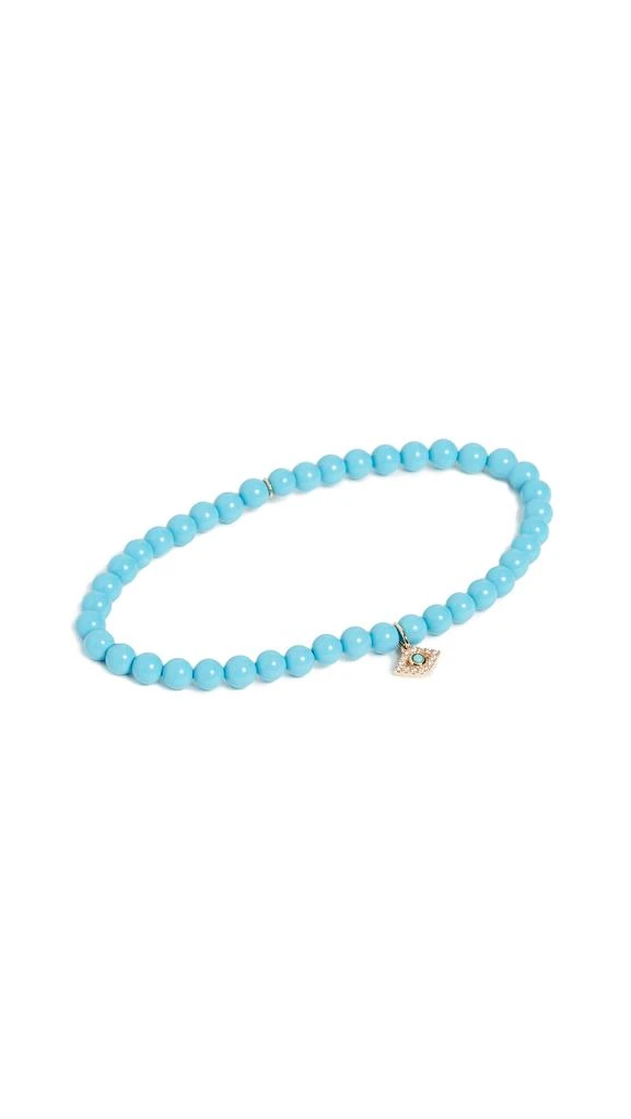 Sydney Evan 14k Gold Turquiose Beaded Evil Eye Charm Bracelet 4