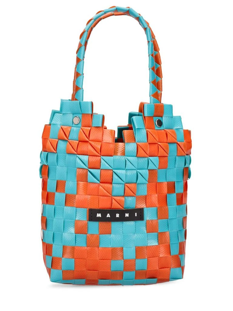 MARNI JUNIOR Heart Top Check Woven Handbag W/ Logo 1
