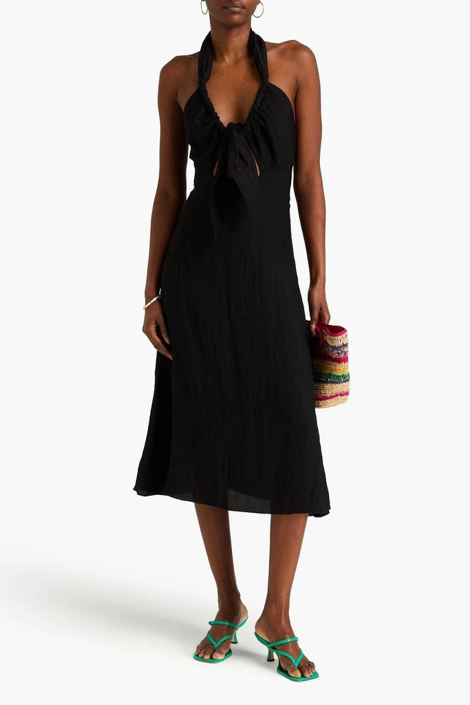 Sandro Knotted crinkled-gauze halterneck midi dress 2