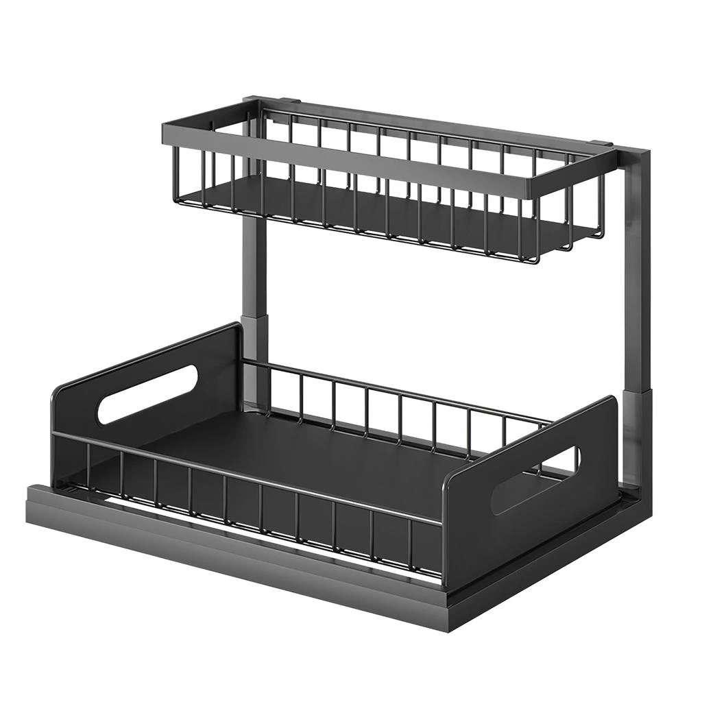 Global Bazaar 2 Tier Under Sink Organizers Pull Out Sliding Drawer 1