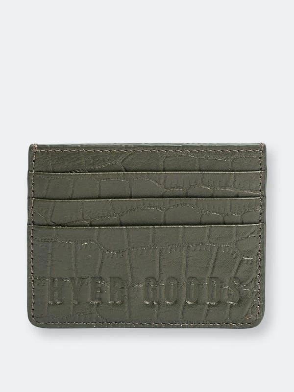 HYER GOODS Card Wallet Olive Croc 1