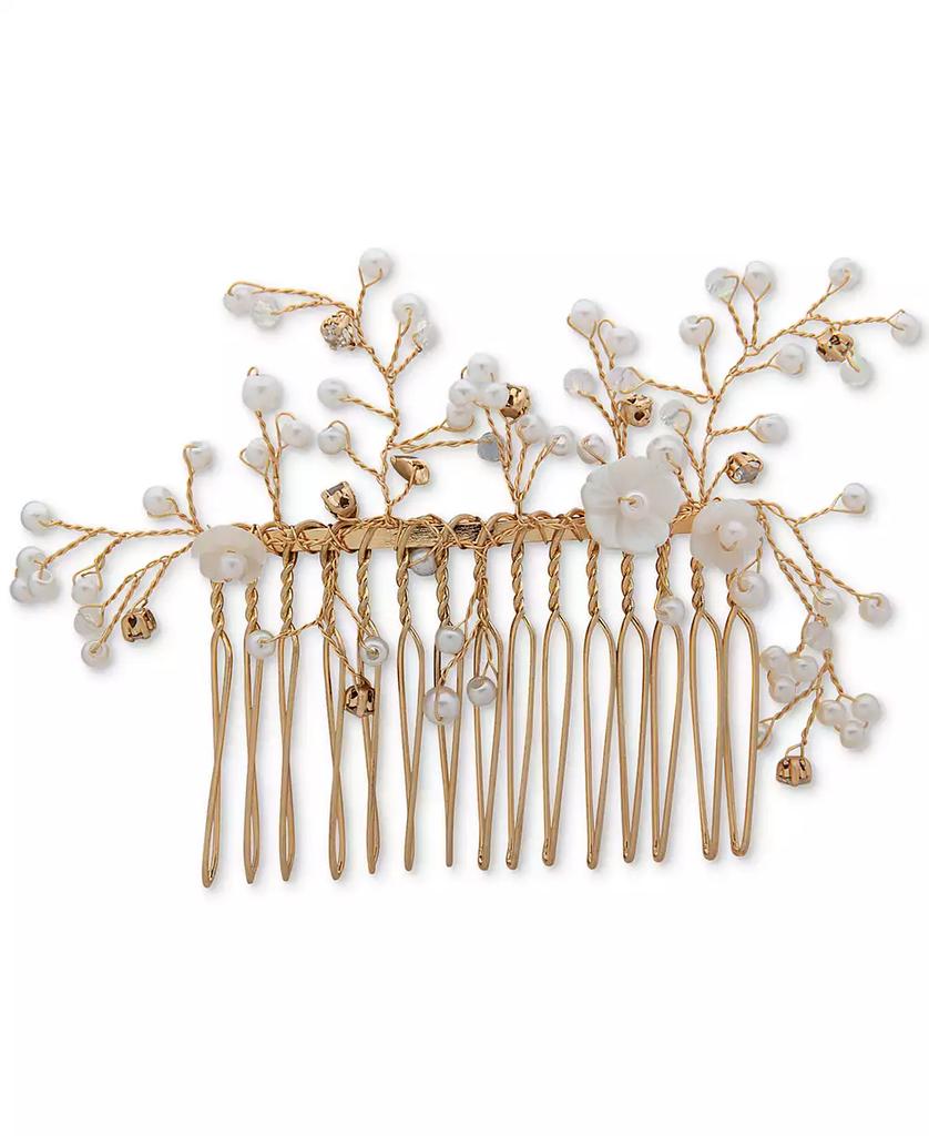 Lonna & Lilly Gold-Tone Pavé, Bead & Imitation Pearl Flower Hair Comb