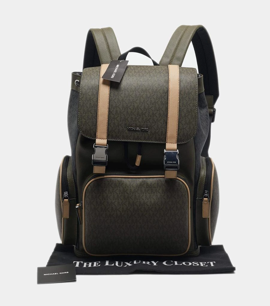 Shop Michael Kors Olive Multicolor Signature Coated Canvas 