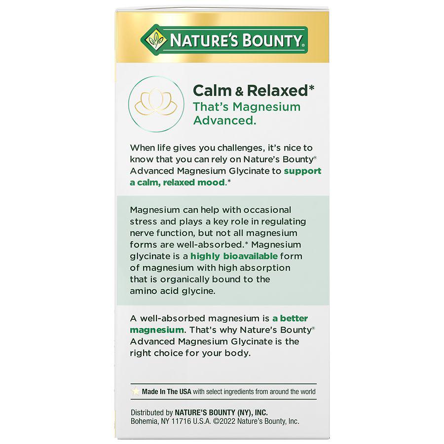 Nature's Bounty Advanced Magnesium Glycinate 360 mg Muscle & Bone Support Capsules
