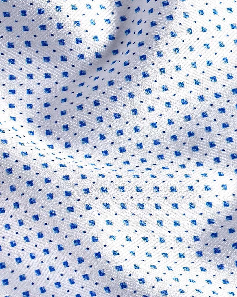 David Donahue Slim Fit Printed Dress Shirt - White/ Blue - 16 34/35