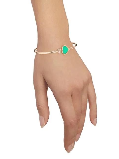 Chopard Happy Hearts 18K Rose Gold, Diamond & Chrysoprase Bangle