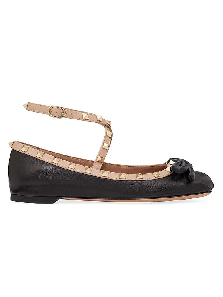 Valentino Rockstud Ballerina Flats In Nappa Leather 1