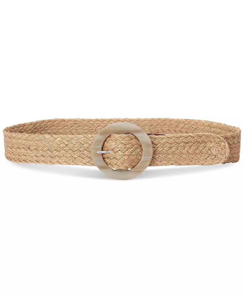 Ralph Lauren Woven Jute Faux-Horn-Buckle Wide Belt