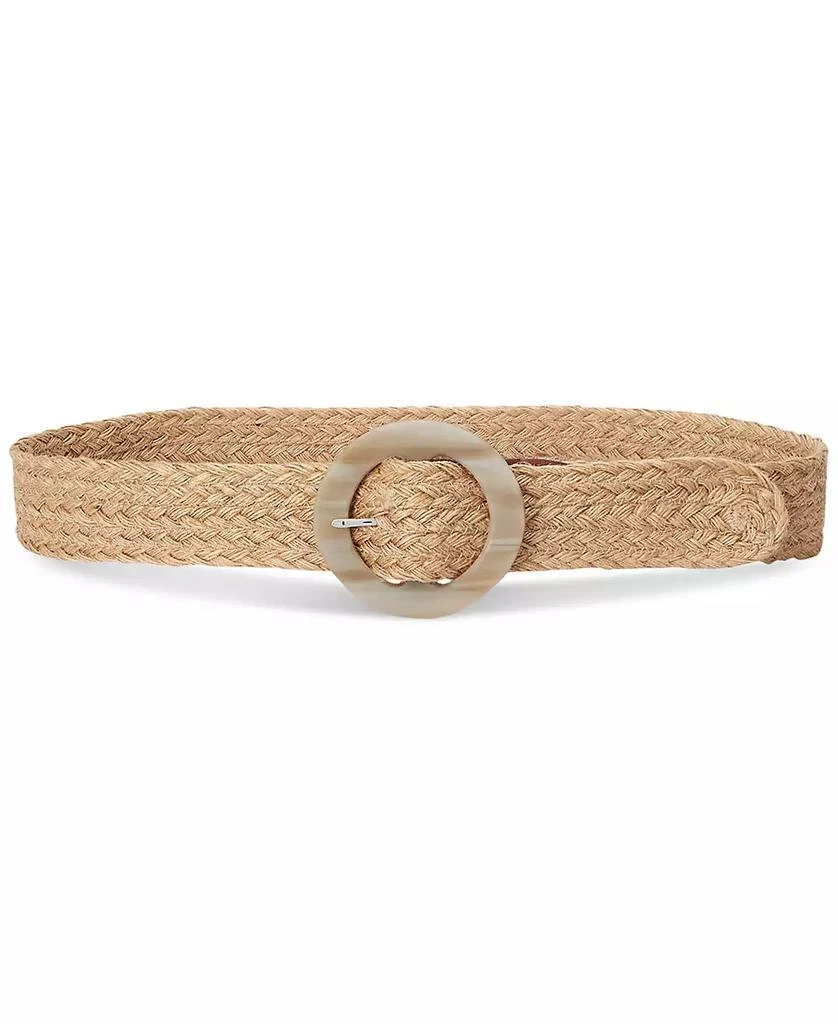 Ralph Lauren Woven Jute Faux-Horn-Buckle Wide Belt 1