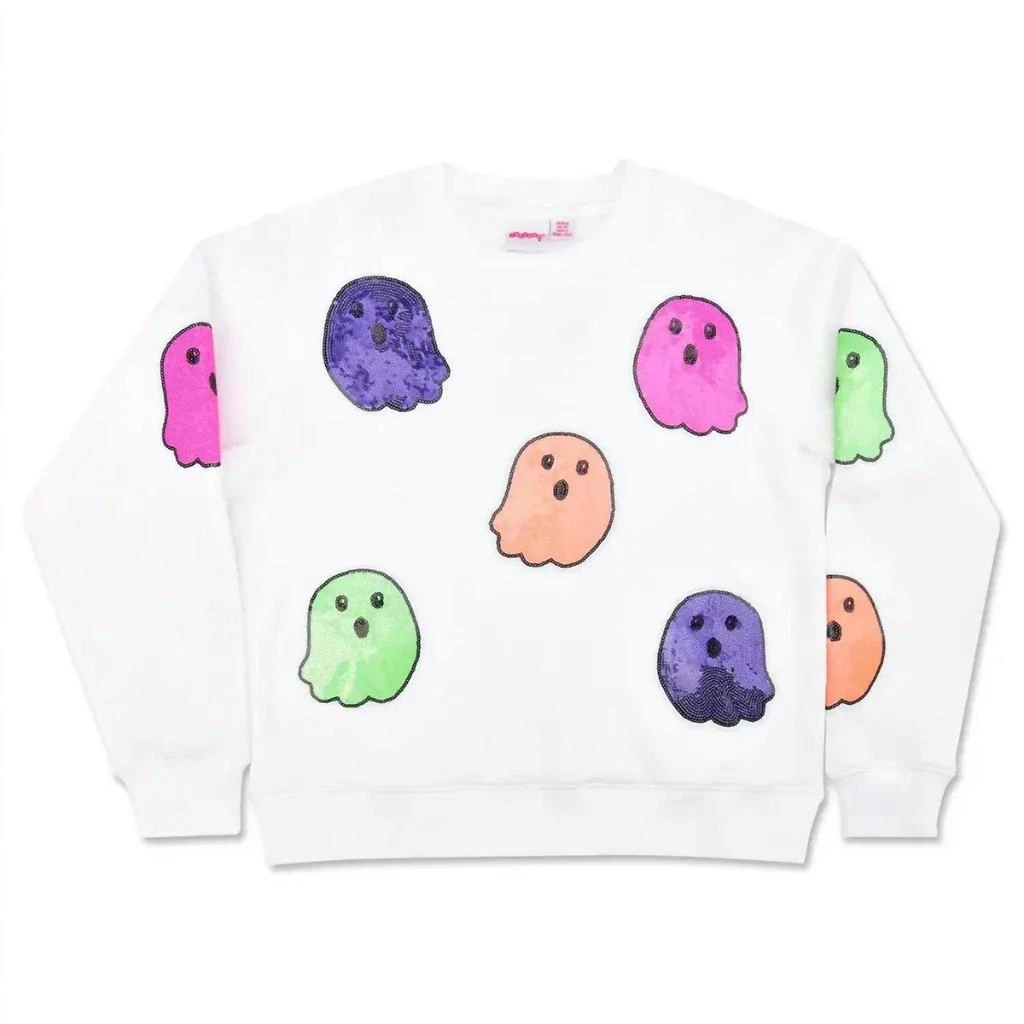 iScream Boy
s Boo Crew Sequin Sweatshirt In White