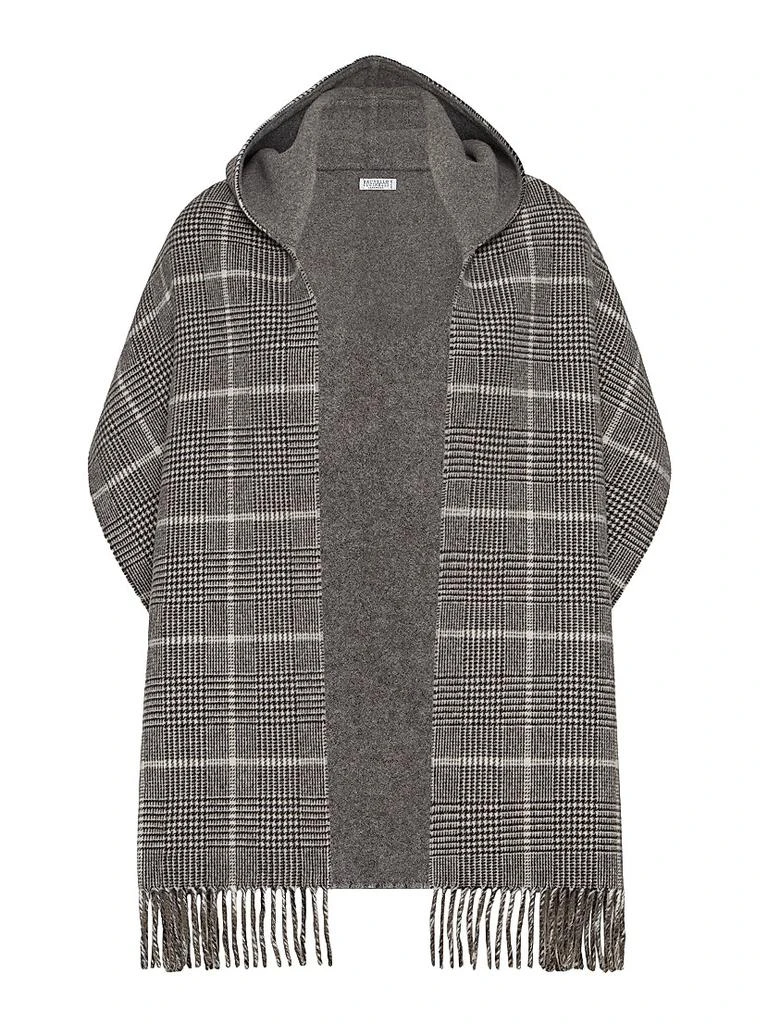 Brunello Cucinelli Cashmere Prince of Wales Double Cloth Scarf with Hood 1
