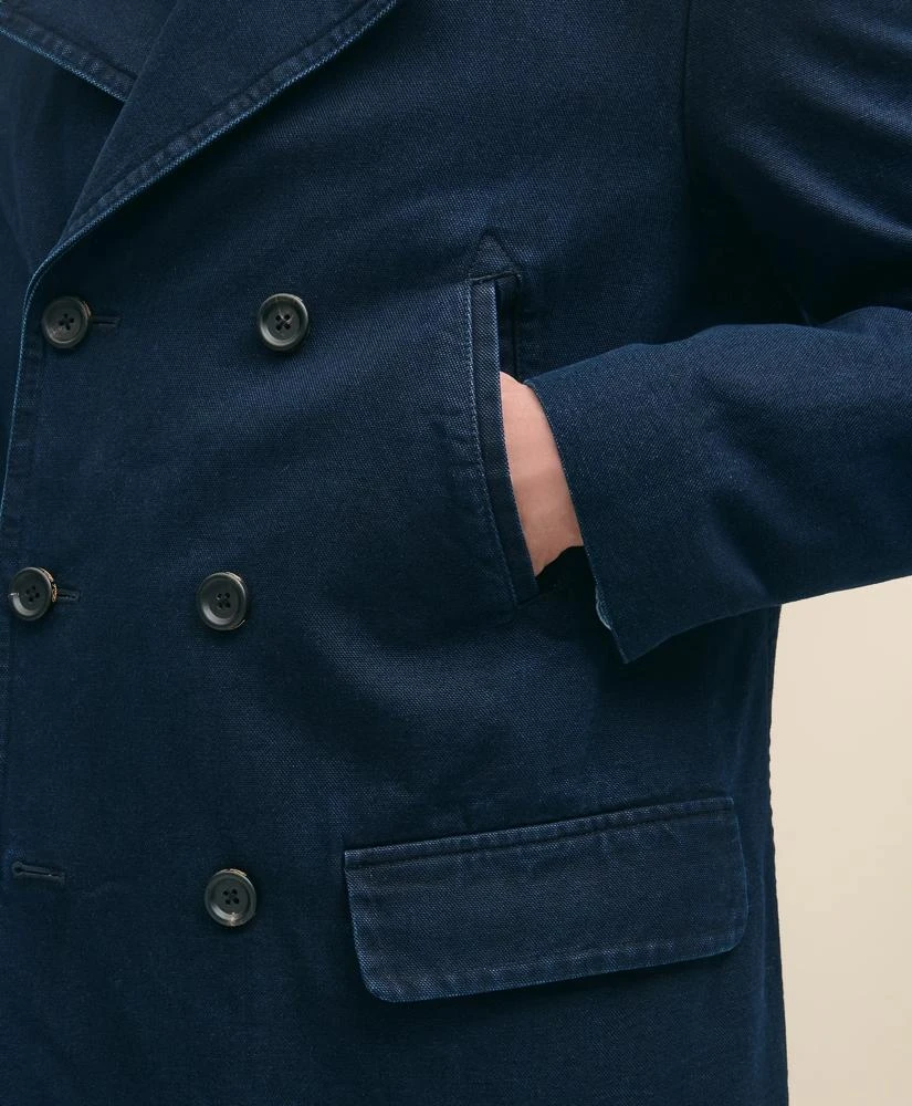 Brooks Brothers Indigo Peacoat In Cotton Canvas 5