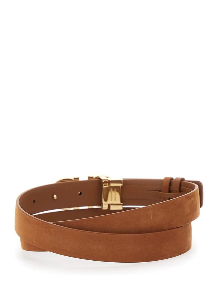Salvatore Ferragamo Brown Belt With Gancini Buckle In Suede Woman 2