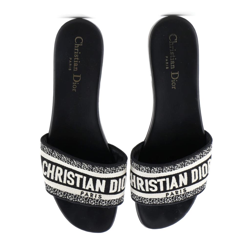 Dior Women's Dway Flat Sandals Embroidered Canvas