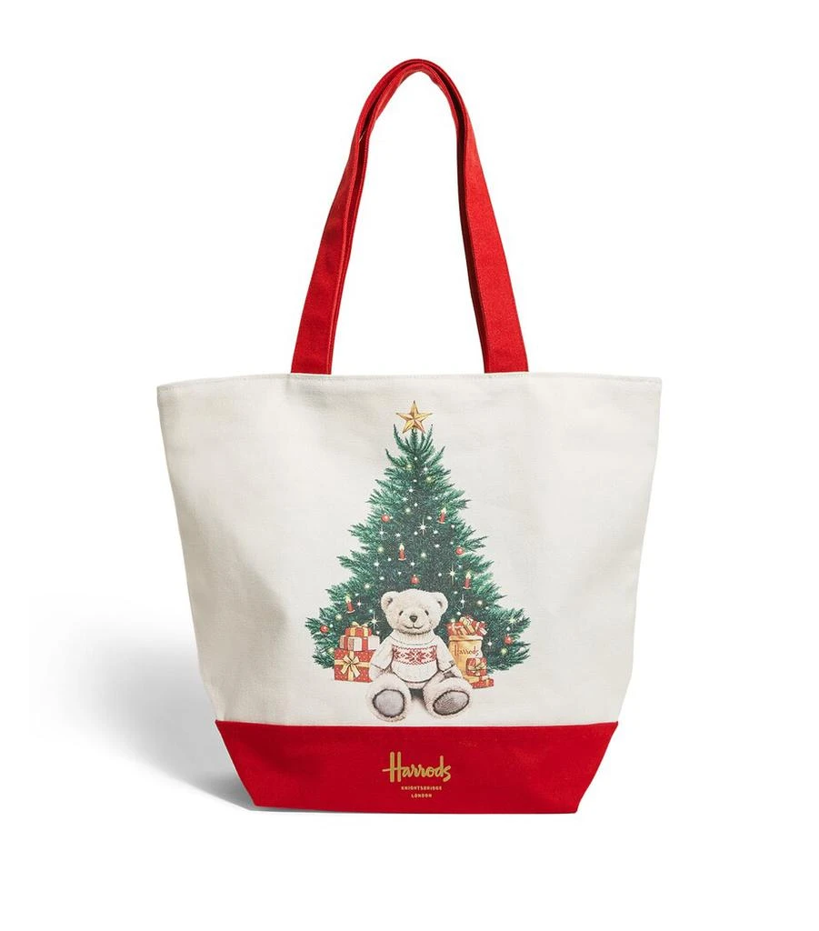 Harrods Cotton Christmas Bear Tote Bag 1