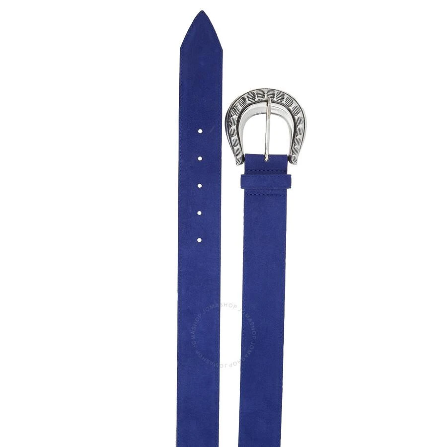 MAISON BOINET Men's Blue Suede Engraved Buckle Belt 3