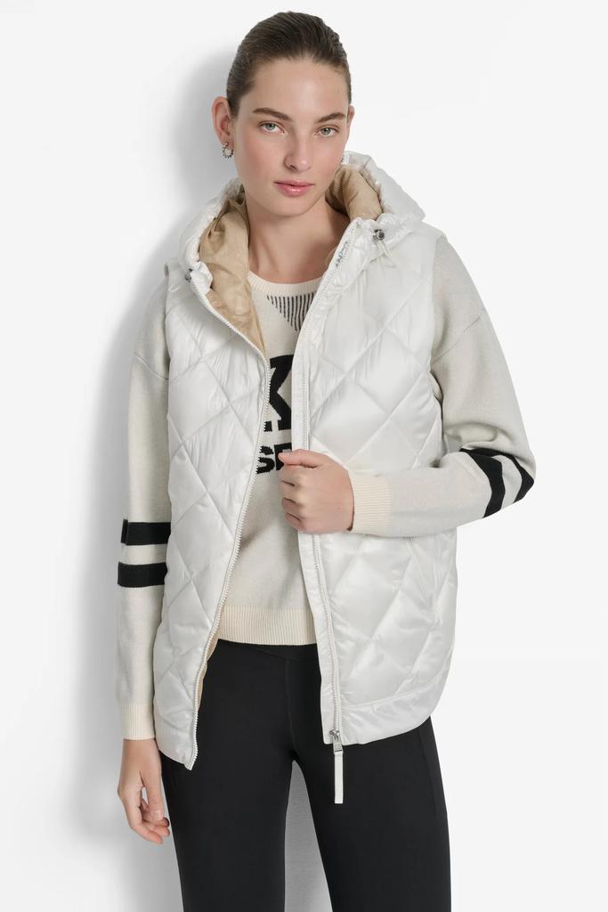 DKNY QUILTED HOODED VEST