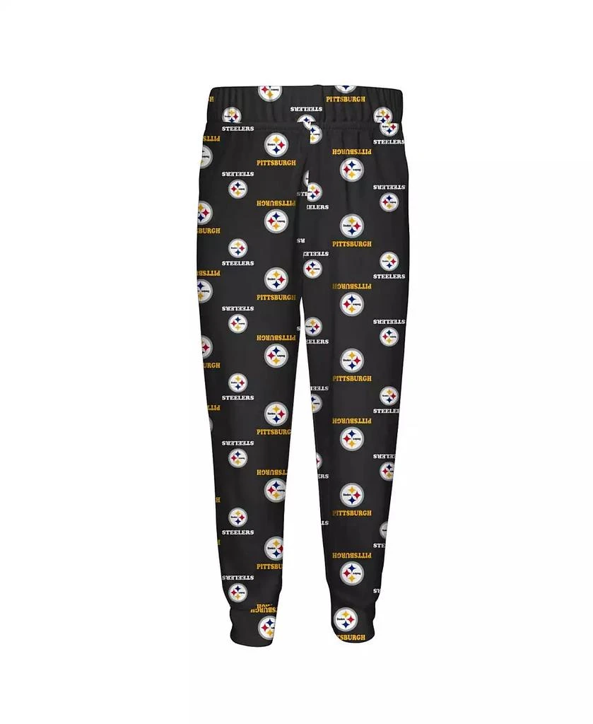 Outerstuff Toddler 2-Piece Black Pittsburgh Steelers All-Over-Print Long Sleeve T-Shirt and Pants Sleep Set 3