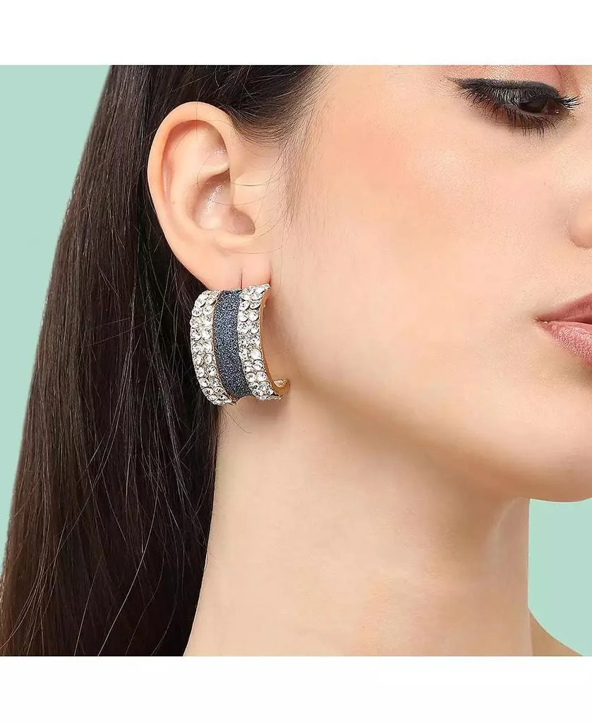 SOHI Women
s Multicolour Embellished Racetrack Hoop Earrings 3