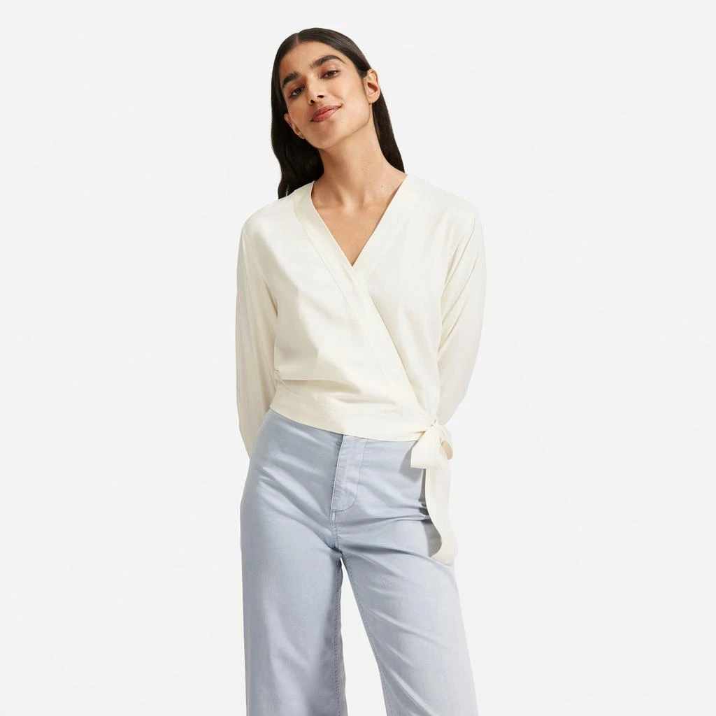 Everlane The Washable Silk Wrap Top 2