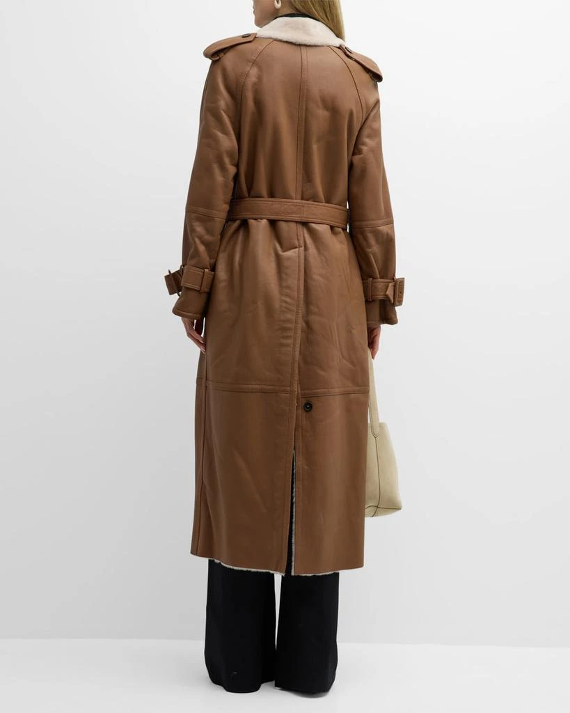 Anne Vest Stella Belted Leather Trench Coat with Shearling Lining 4