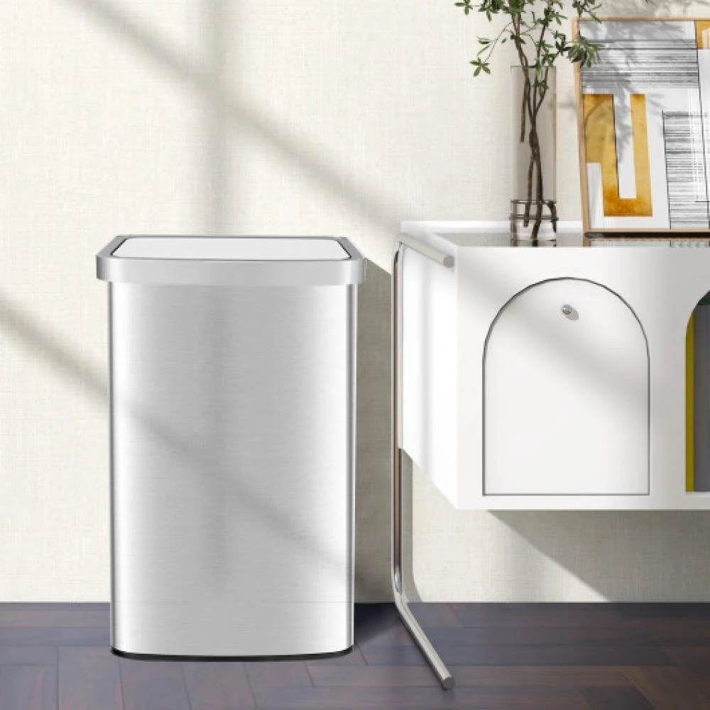 Hivvago 13 Gallons Automatic Garbage Can with Rectangular Infrared Motion Sensor-Sliver 1