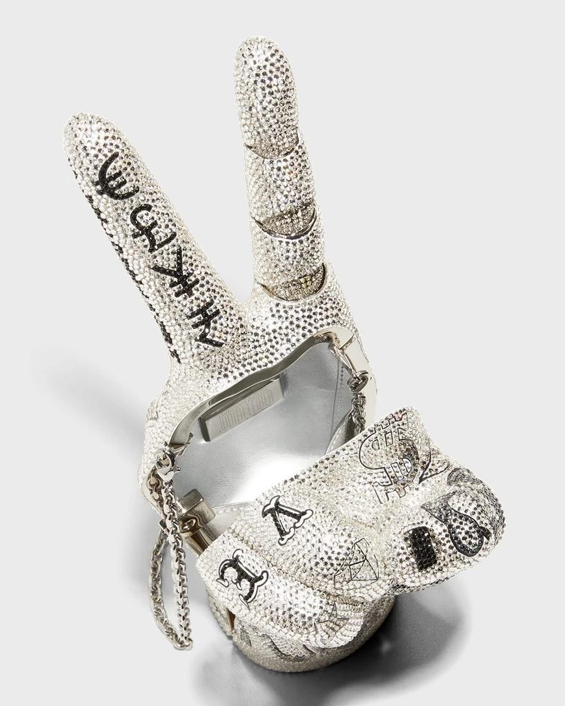 Judith Leiber Tattoo Peace Sign Lady Hand Clutch Bag 4