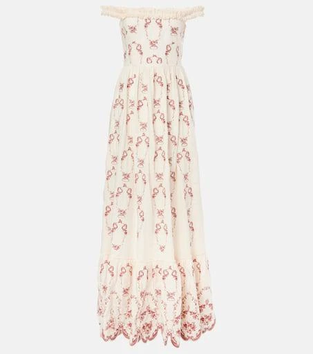 Agua by Agua Bendita Achiote Florero embroidered linen maxi dress 1