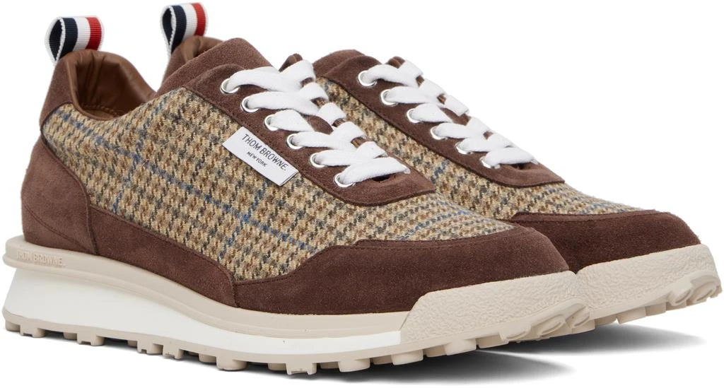 Thom Browne Brown 
Beige Gunclub Check Tweed Alumni Sneakers 4