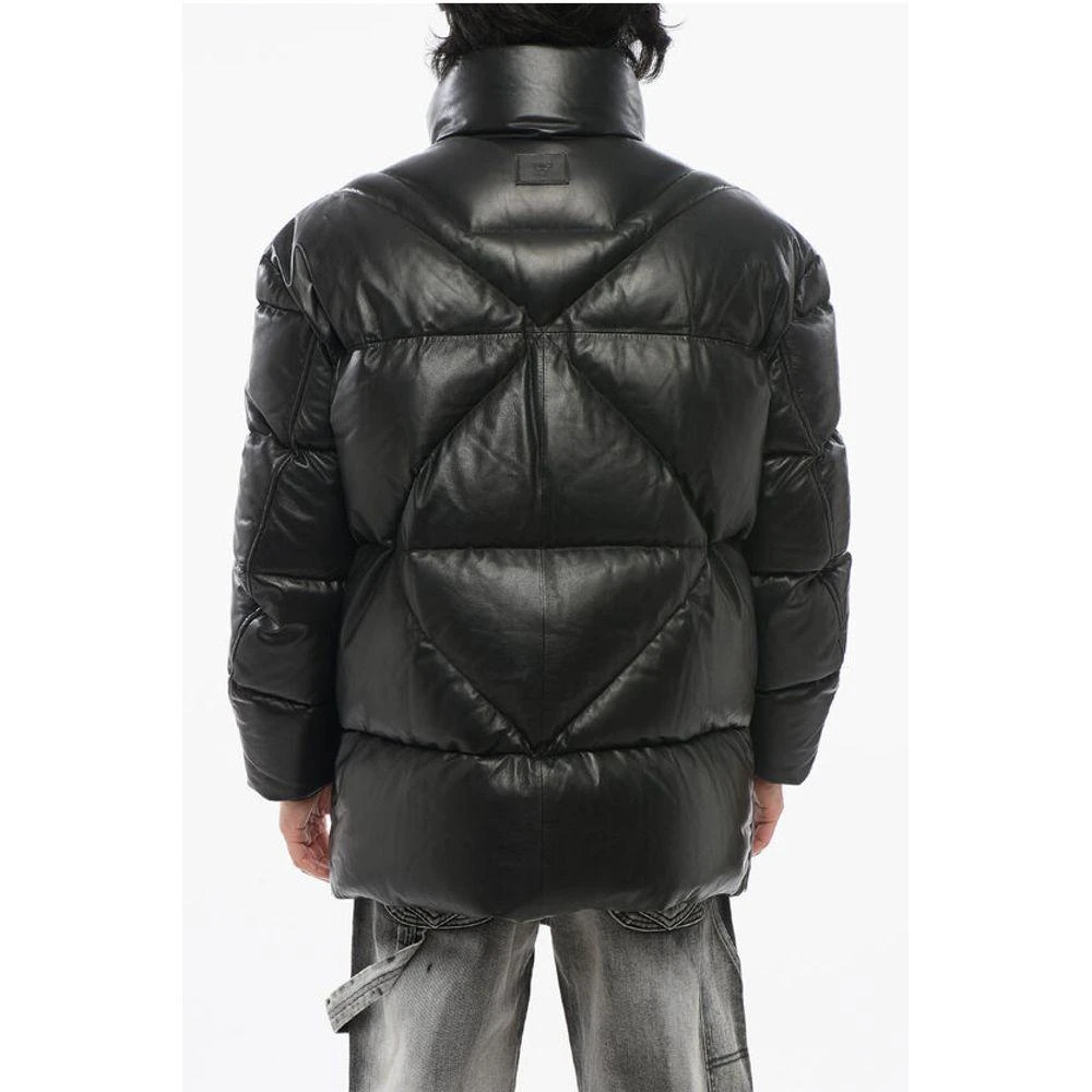 Armani EMPORIO Leather Down Jacket with Hidden Men's Closure 2
