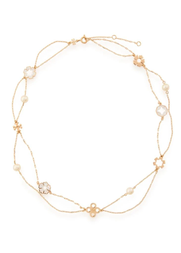 Tory Burch Forget Me Not layered 18kt gold-plated necklace
