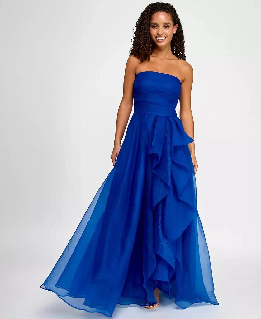 B Darlin Juniors' Asymmetric Drape Strapless Ball Gown, Created for Macy's 4