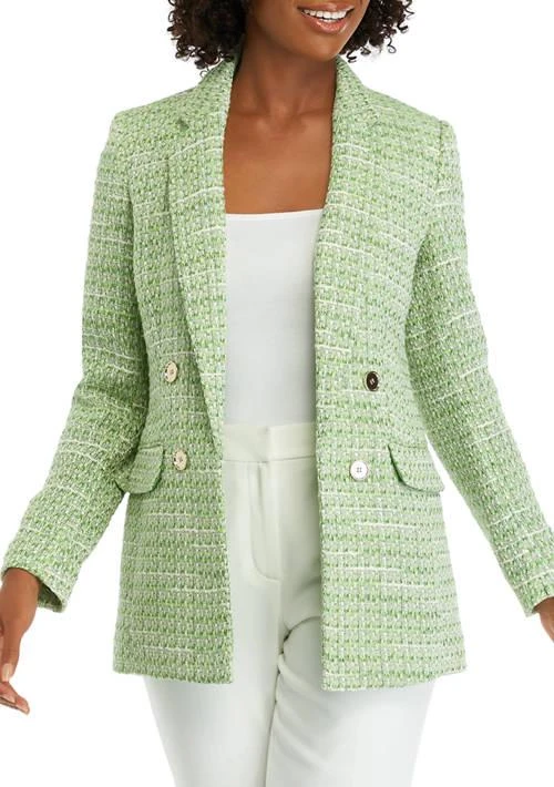THE LIMITED Limited Womens Four Button Notch Collar Tweed Jacket 1