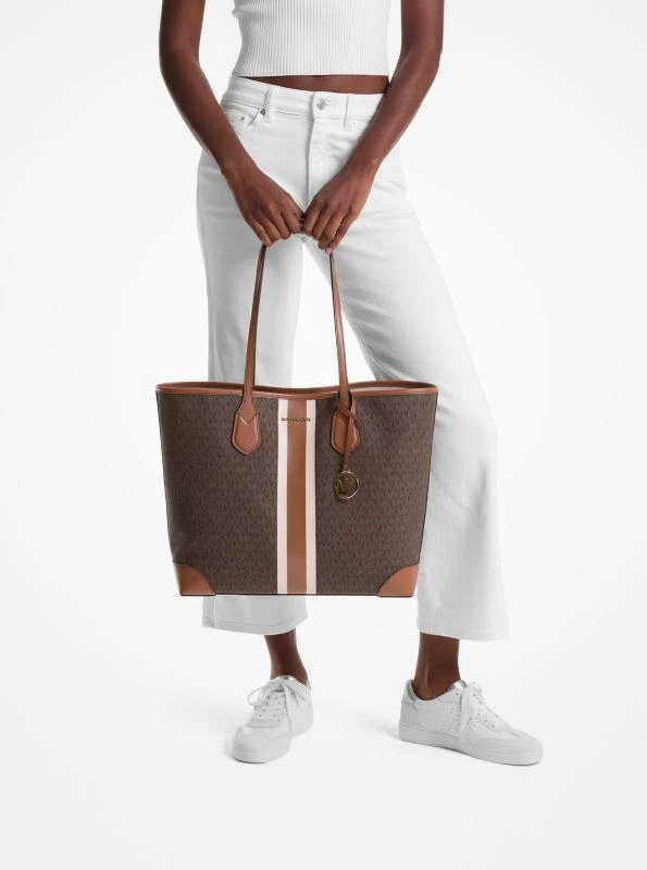 Michael Kors Eva Large Signature Logo Stripe Tote Bag 3
