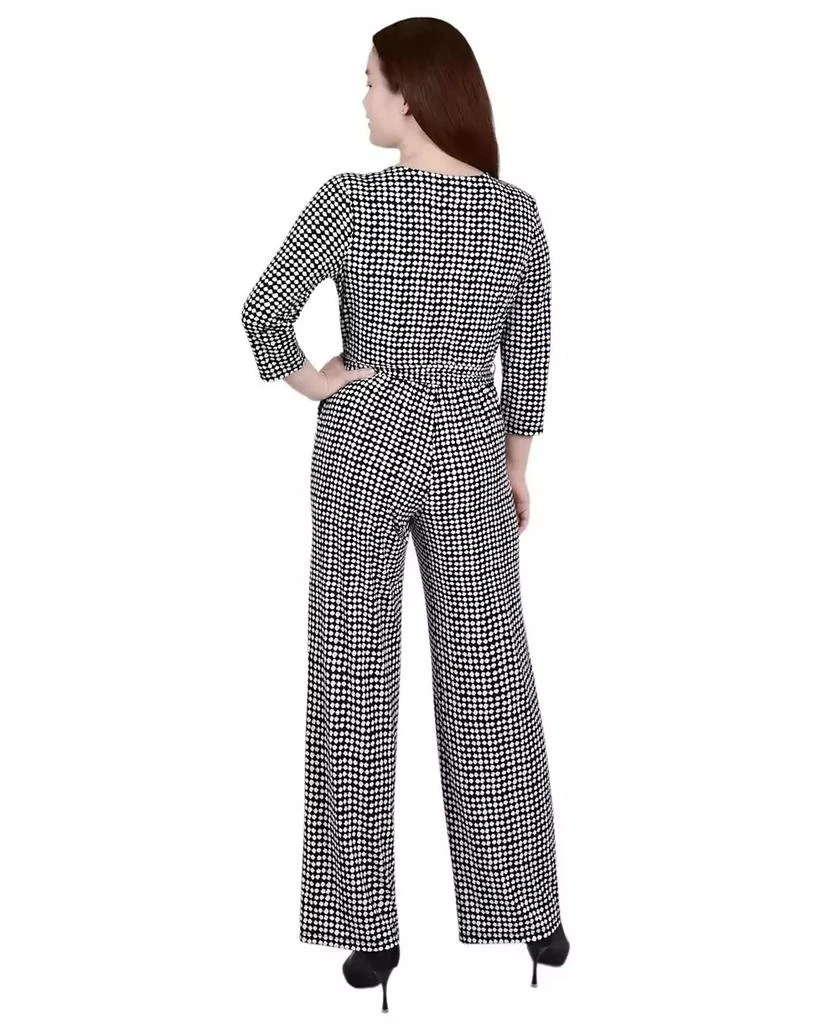 NY Collection Women's 3/4 Sleeve Belted Jumpsuit 2