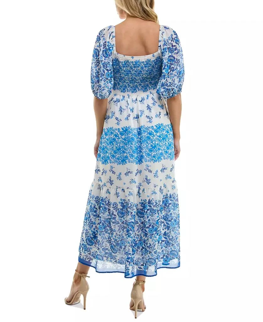 Trixxi Juniors' Printed Cutout-Front Elbow-Sleeve Maxi Dress 3