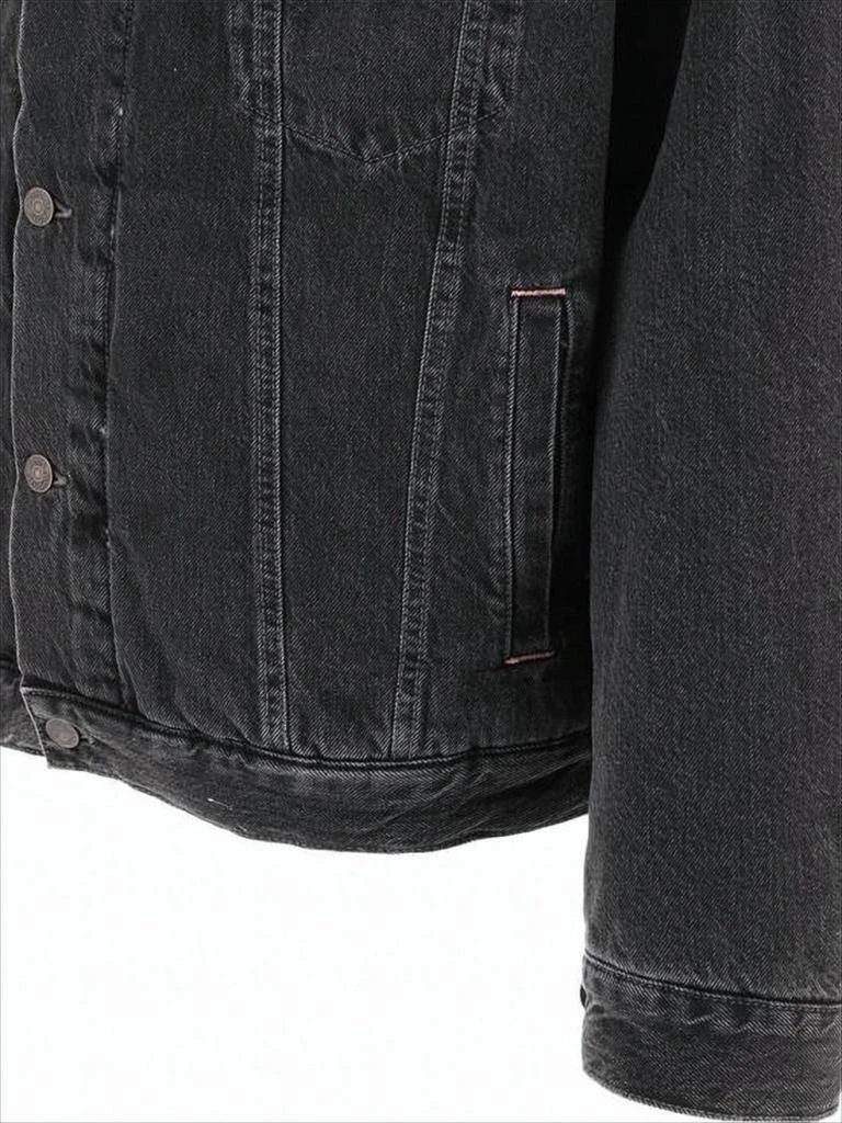 Acne Studios Washed Black Denim Jacket With Plush Collar And Tailored Fit 4