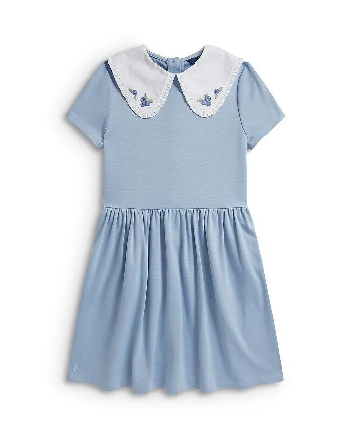 Ralph Lauren Girls' Blueberry Collar Stretch Ponte Dress - Little Kid, Big Kid