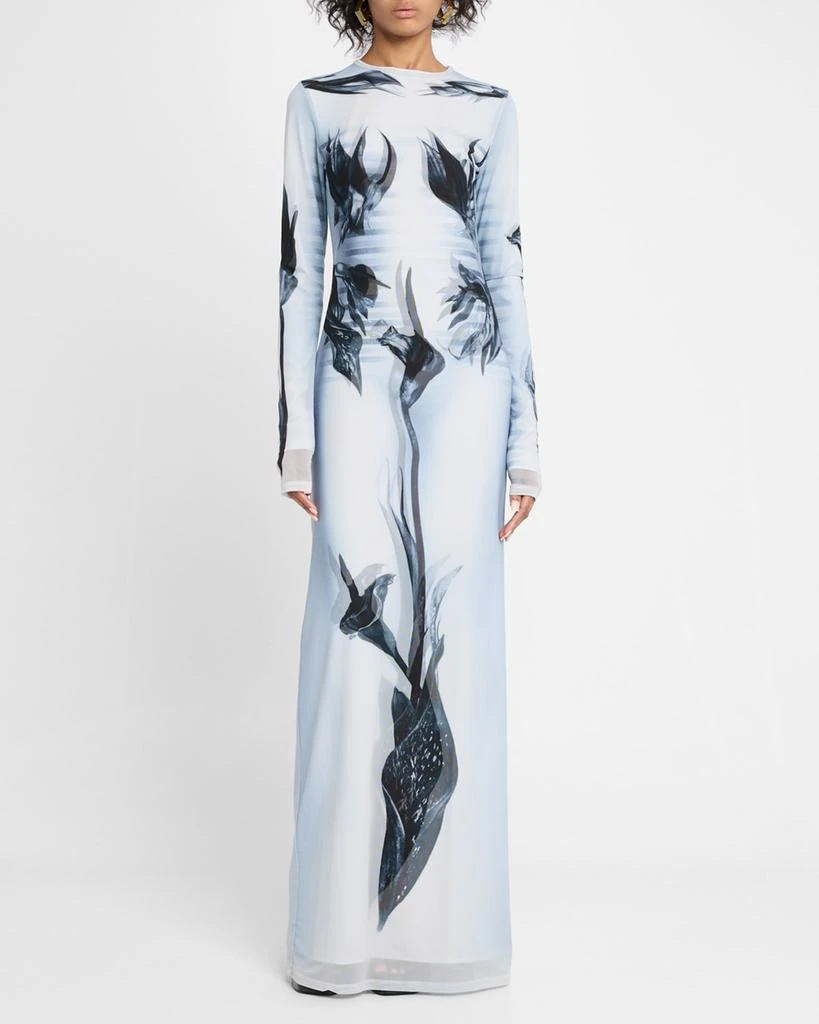 Jean Paul Gaultier Flower Body Morphing Mariniere-Print Layered Mesh Maxi Dress 2