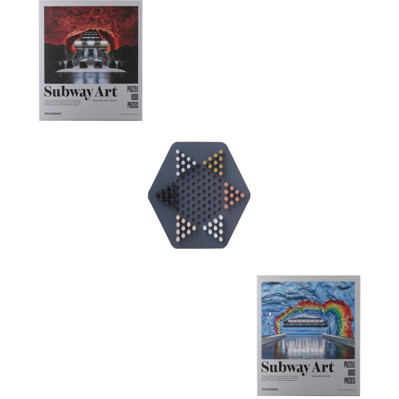 PRINTWORKS Subway art puzzle 500 pieces 1000 pieces and chinese checkers board game set
