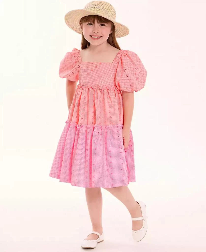 Bonnie Jean Toddler Girls 2-Piece Tiered Eyelet Dress and Matching Hat Set 1